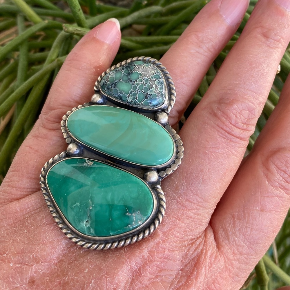 3 Stone Turquoise Ring - Picture 3 of 3